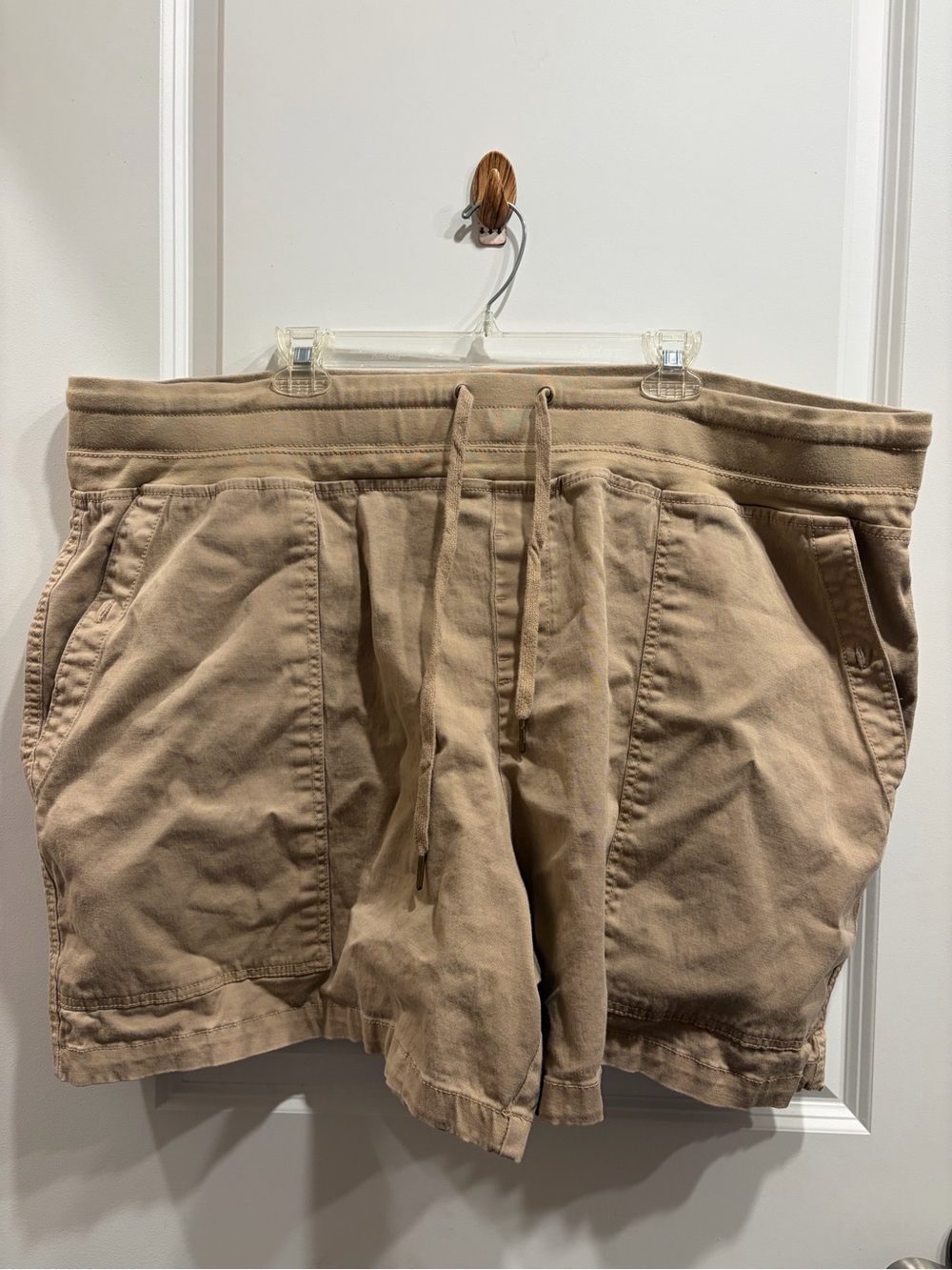 Terra & Sky Women’s Plus 3X Khaki Utility Cargo Shorts Drawstring Casual Stretch